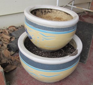 I've seen pots placed lopsided, and centered, but I decided to stack them off center.
